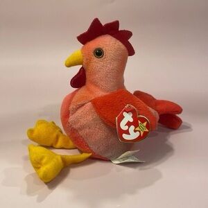 Strut the Red Rooster 1996 Ty Beanie Baby PVC Pellets 7” tall Vintage NWT GUC